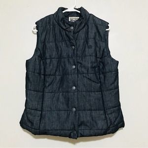 Converse Gray Sleeveless Chambray Puffer Vest
